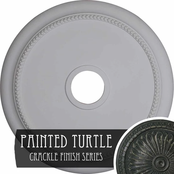 24 1/8x22OD x 4 3/8x22ID x 2 1/4x22P Crendon Ceiling Medallion (Fits Canopies Up to 4 3/8x22), Hand-Painted Painted Turtle Crack