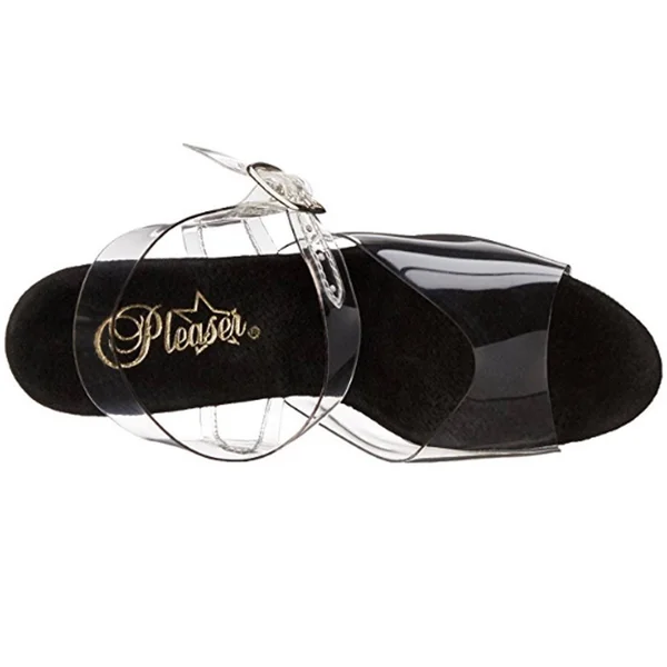 Pleaser - Flamingo-808G 6 - Clear/Black Glitter