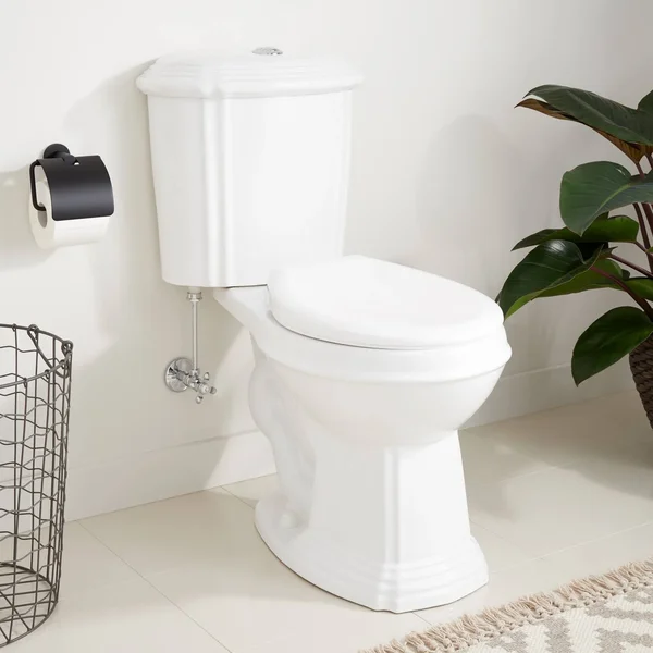 Regent Dual-Flush Water Closet (Round Bowl Toilet, Chrome Flush Button on Top, White), Porcelain, Signature Hardware 309964