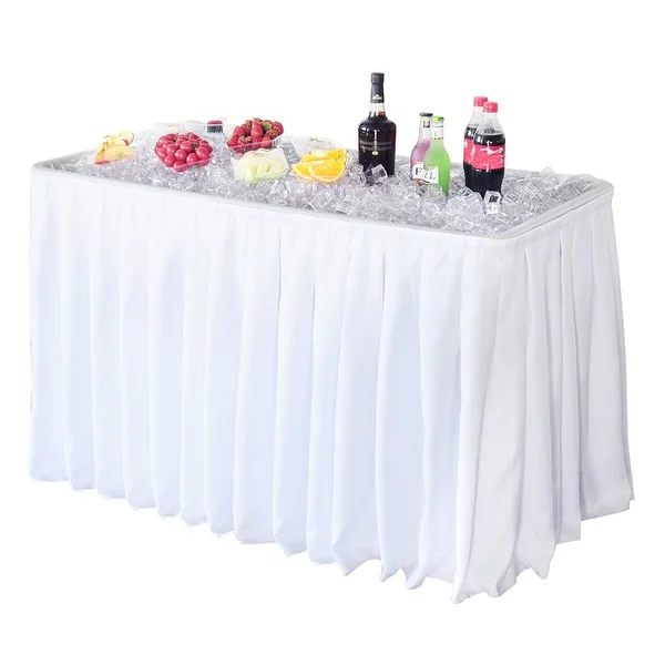 Modern Home 4-Inch Party Ice Bin Table with Skirt (Black), 47.5" x 23.9" x 32.3"