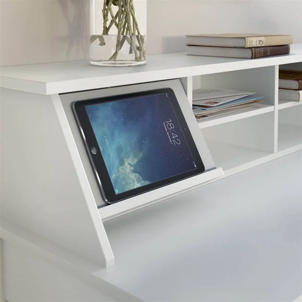 Bush Furniture Broadview Computer Desk With 2 Drawer Pedestal And Organizer, Pure White