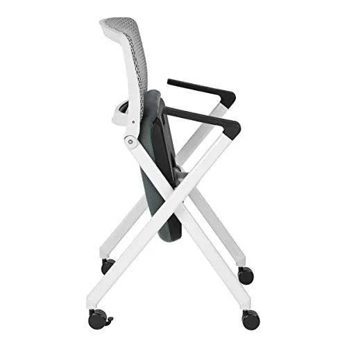 Folding Chair with Breathable Mesh Back and Gray Fabric Mesh Seat