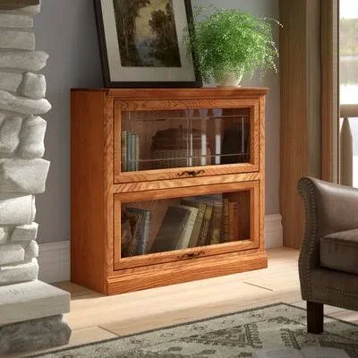 Mobley Barrister Bookcase Loon Peak Color: Red Oak - Size: (2 Shelves) 35x22 H x 36x22 W x 13x22 D