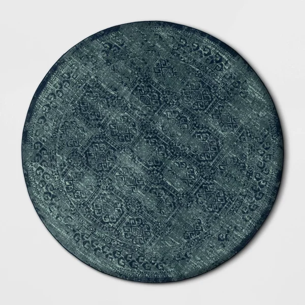 8& Round Overdyed Area Rug Turquoise - Threshold