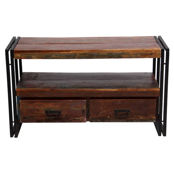 Old Reclaimed Wood Double Drawers TV Stand for TVs Up to 55x22 - Timbergirl