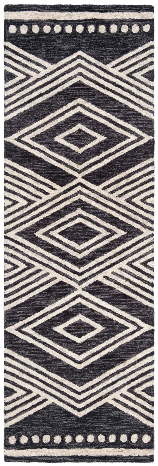 Safavieh 2&-6x22 x 9& Micro-Loop Micro-Loop 156 Charcoal, Ivory Rug
