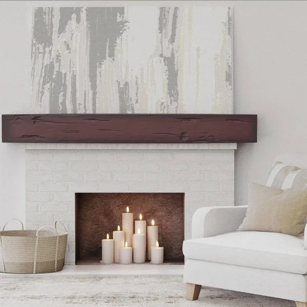 Ekena Millwork MANUPC08X12X72ZY 8x22H x 12x22D x 72x22W Pecky Cypress Faux Wood Fireplace Mantel - Premium Cherry