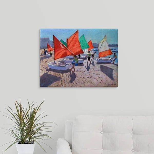 GreatBigCanvas Red Sails, Royan, France by and 18-in H x 24-in W Abstract Print on Canvas, 2337419-24-24X18