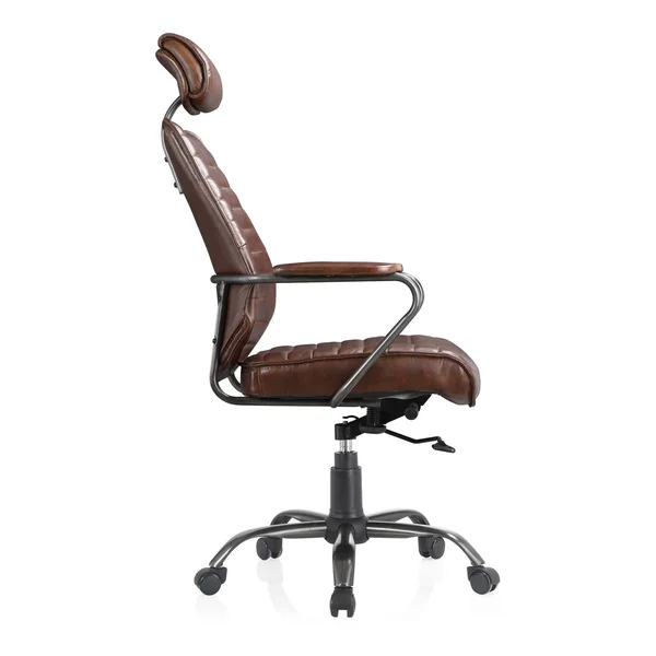 Aurelle Home Modern Leather Upholstered Office Chair - Dark Brown