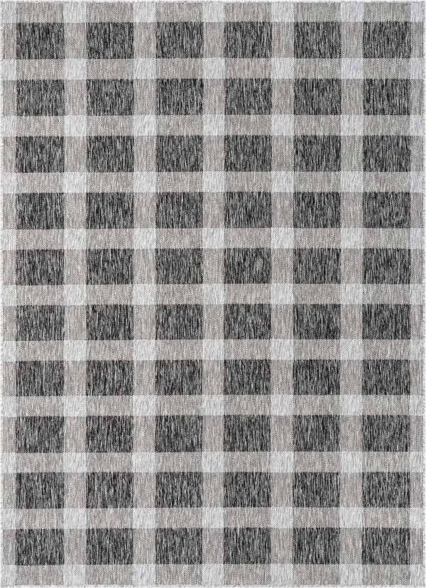 Well Woven Medusa Freya Grey Checkered 7 ft. 10 in. x 9 ft. 10 in. Indoor/Outdoor Area Rug