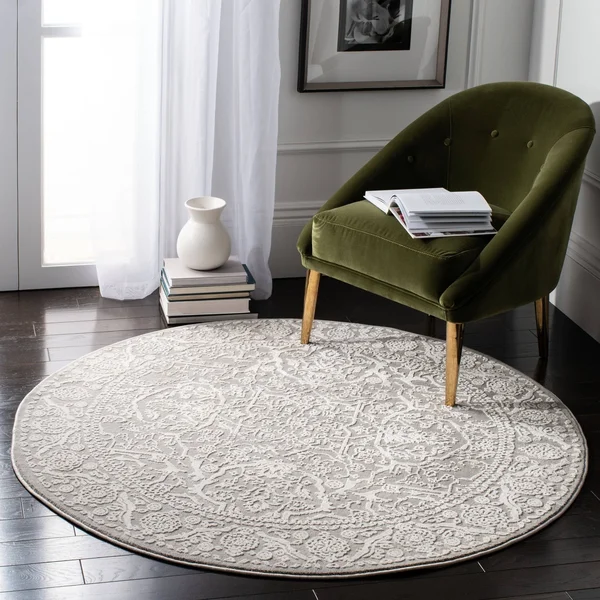 Safavieh PRN714G Princeton Grey, Beige Area Rug - 5& x 5& Round