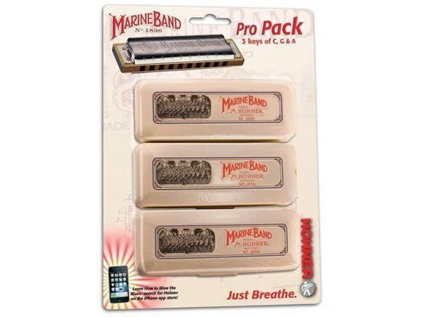Hohner Marine Band 1896 Pro Harmonica - 3-Pack - Keys C - G and A