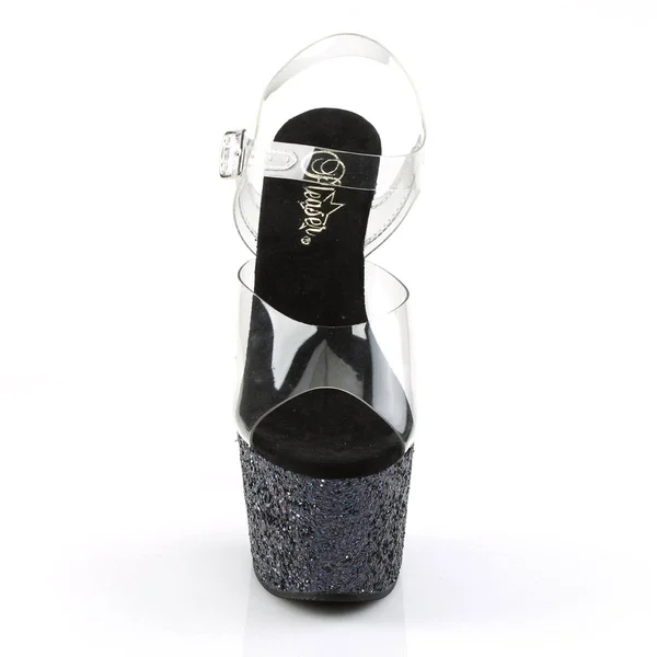 Pleaser - ADORE-708LG 10, Clear/Opal Multi Glitter