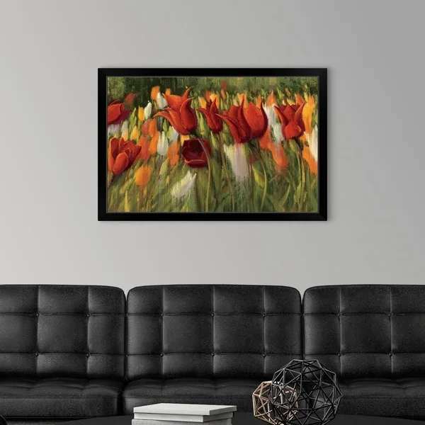 Tipsy Tulips, Black Framed Wall Art, 36x24, Great Big Canvas