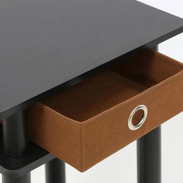 Furinno Turn-N-Tube Tall End Table with Bin, Espresso - 2 pack
