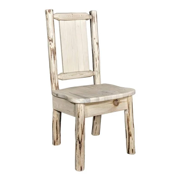 Montana Woodworks Montana Collection Side Chair w/ Laser Engraved Moose Design, Clear Lacquer Finish