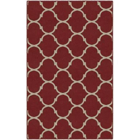 Winston Porter Antunez Moroccan Trellis Lattice Red Area Rug, Size: Rectangle 3&4 inch x 5&