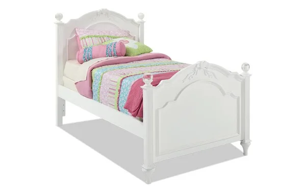 Madelyn Twin Bed in White - Glam Kids& Beds Pine Solids/Poplar Solids by Bob&s Discount Furniture