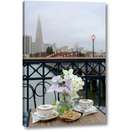 Winston Porter 'Dream Cafe Broadway Pier - 21' by Alan Blaustein Giclee Art Print on Wrapped Canvas, Brown