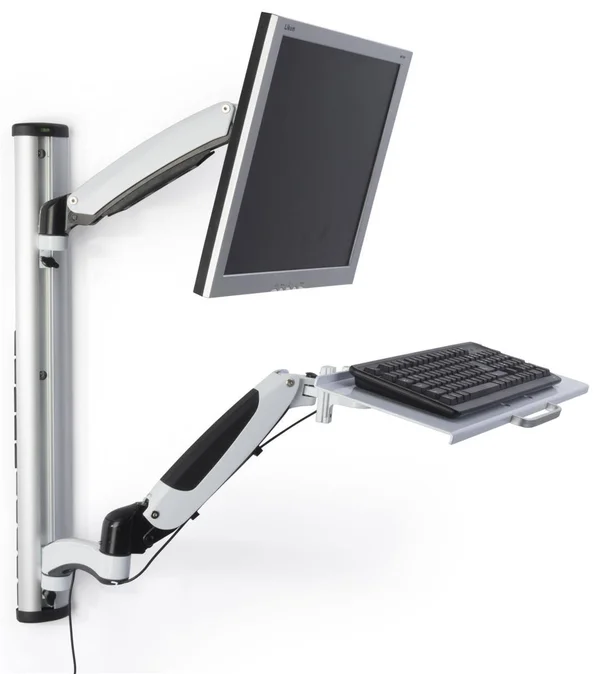 Displays2go Monitor Desk Mount Stands - Aluminum, Adjustable Height Silver (vmsswwma27)