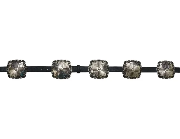 Angel Ranch Western Belt Womens Embossed Square Conchos A3660 Black