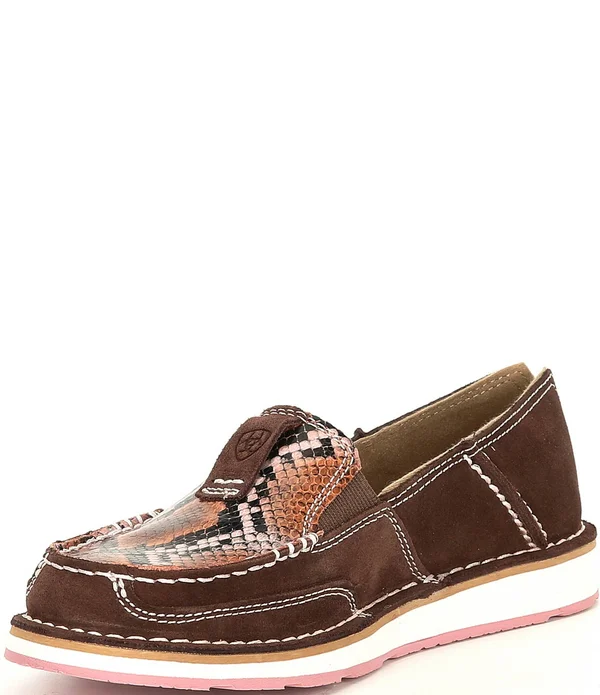 Ladies Ariat Cruiser Coffee Bean Suede/Chocolate Snake Print- 10035829