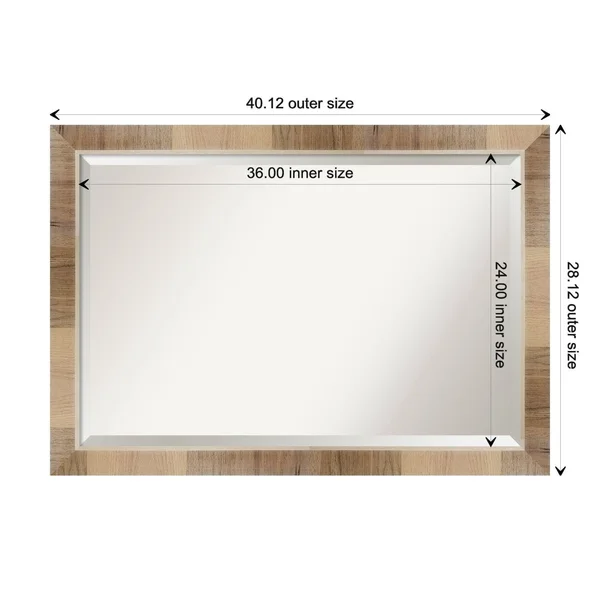 Amanti Art Bathroom Mirror - Natural White Wash, Size: 40 x 28-Inch