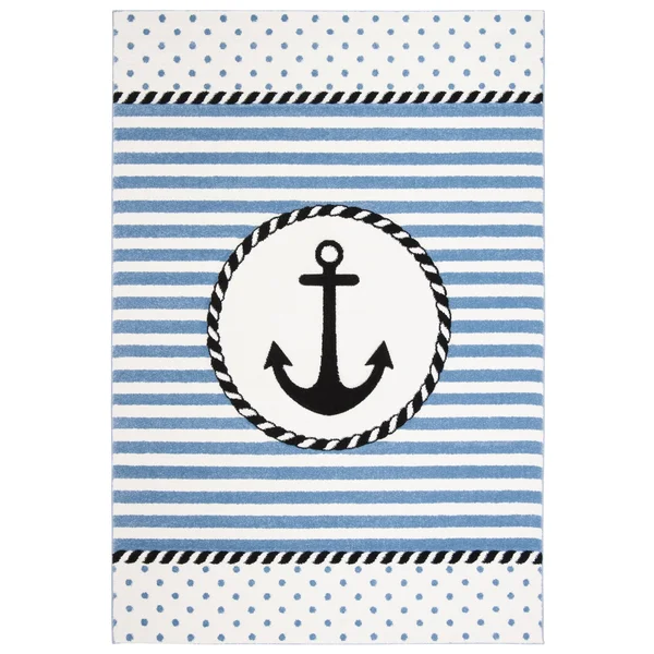 Safavieh Carousel Kids Anchor Rug - Navy/Ivory, 6&7 inch Round, Size: 6&7 inch x 6&7 inch Round