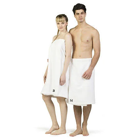 Linum Home Textiles Turkish Cotton Personalized Women's Terry Body Wrap - White