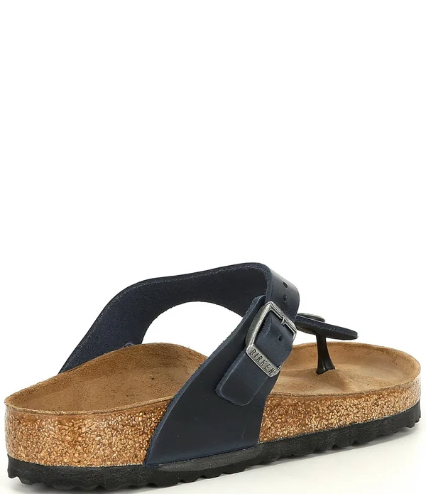 Birkenstock Women's Gizeh Sandal - 38 - Blue, Oiled Leather