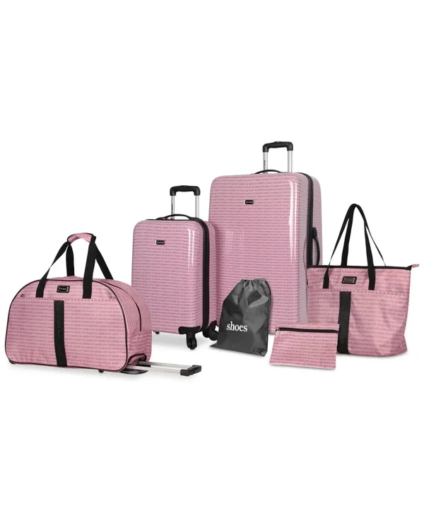 Steve Madden Signature 6-Pc. Luggage Set 6504268 - One Size - Pink