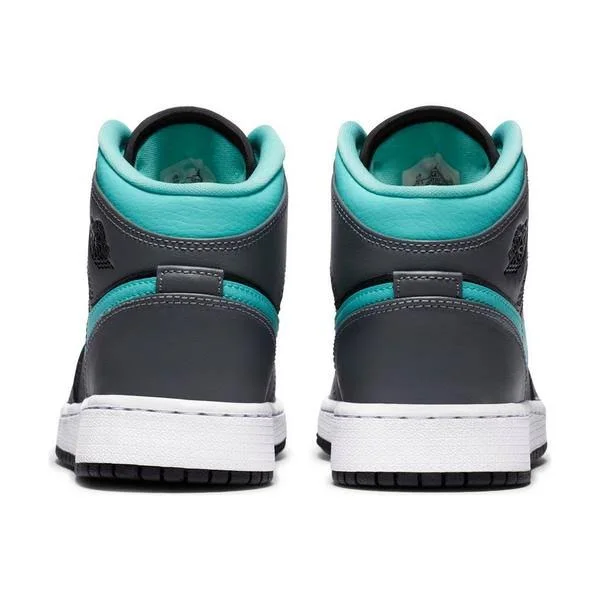 Air Jordan 1 Mid GS &Grey, Aqua& Shoes - Size 5Y