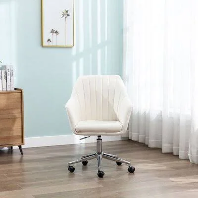 Home Office Desk Task Linen Home Computer Chair with Mid-Back Modern Adjustable Swivel Chair with Arms George Oliver Upholstery