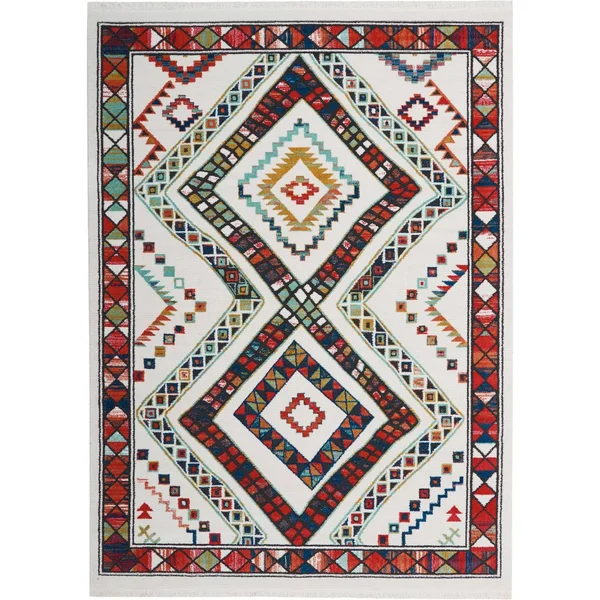 Nourison Tribal Decor Area Rug - White, 7&10x22 x 10&9x22