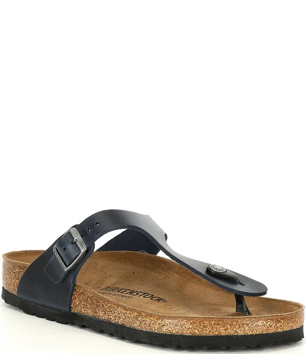 Birkenstock Women's Gizeh Sandal - 38 - Blue, Oiled Leather