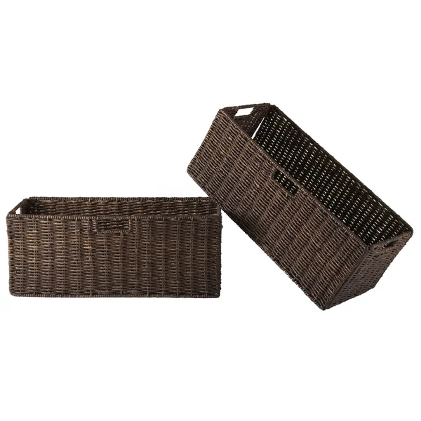 Winsome Granville 5pc Storage Shelf with 2 Large and 2 Small Foldable Baskets - Espresso