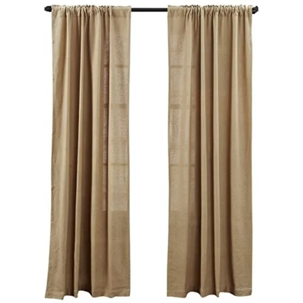 Olivia&s Heartland Deluxe Burlap Natural Tan Panel Curtain