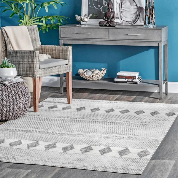 nuLOOM Mosaic Tribal Stripes Solid Area Rug - 8& x 10& - Gray
