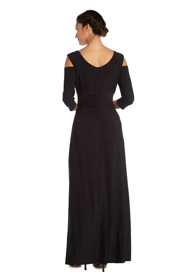 Ru0026M Richards Women's Empire Waist Cold Shoulder Dress with Sleeves 6 - Coal