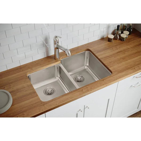 Elkay ELUH3120R Stainless Steel Double Bowl Undermount Kitchen Sink