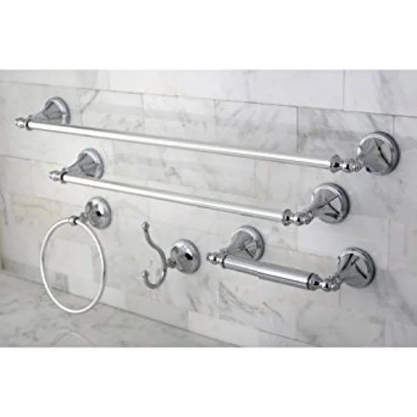 Naples Chrome 5-Piece Bathroom Accessory Set - Silver