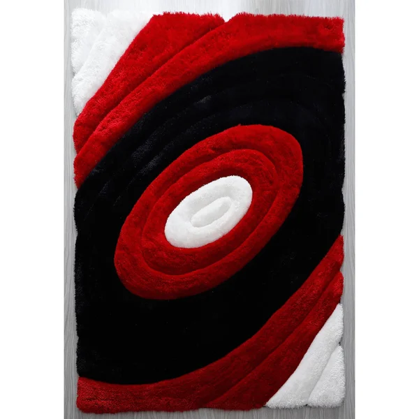 MDA Home Mateos Shag Red/Black Polyester Area Rug - 5' x 7'
