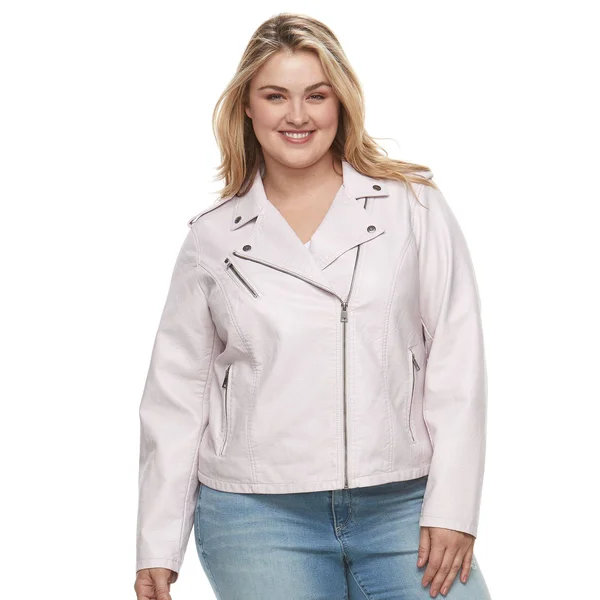 Levi&s Trendy Plus Size Faux-Leather Moto Jacket - Blush