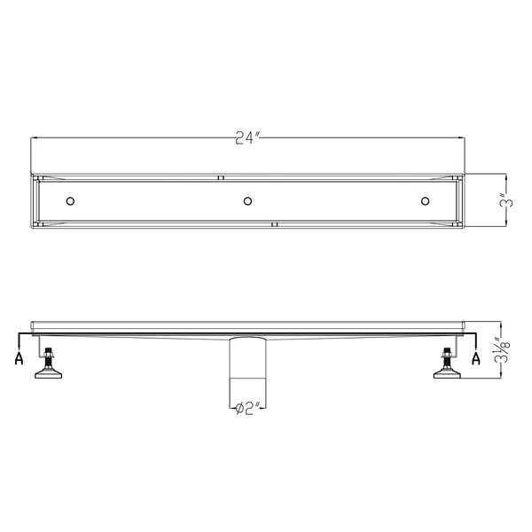 Alfi Brand ABLD24A 24x22 Long Modern Stainless Steel Linear Shower Drain W/O Cover