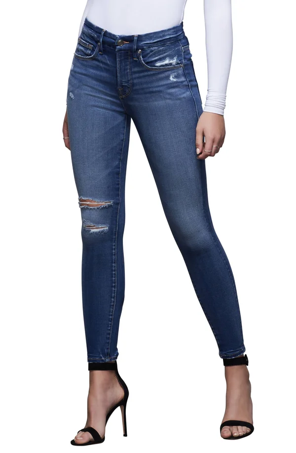 Good American Good Legs Crop Jeans, Blue377, Women's, 24