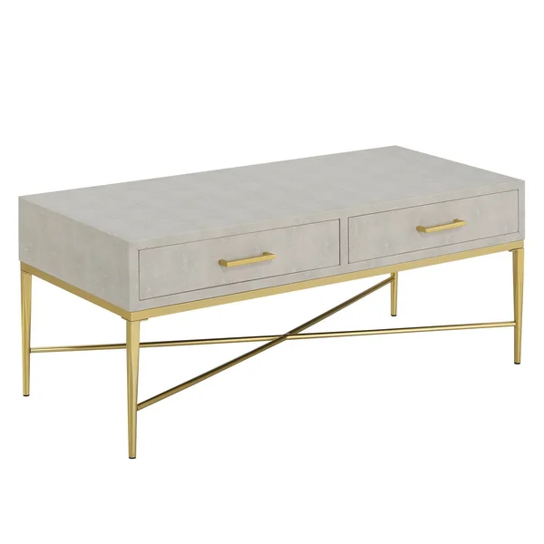 Ashley Coffee Table White Scallop/Gold - Breighton Home