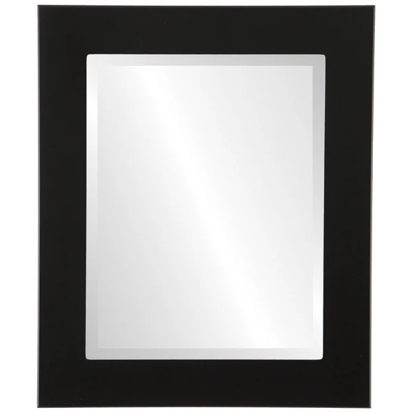 Cafe Framed Rectangle Mirror in Matte Black, 26x22X32x22