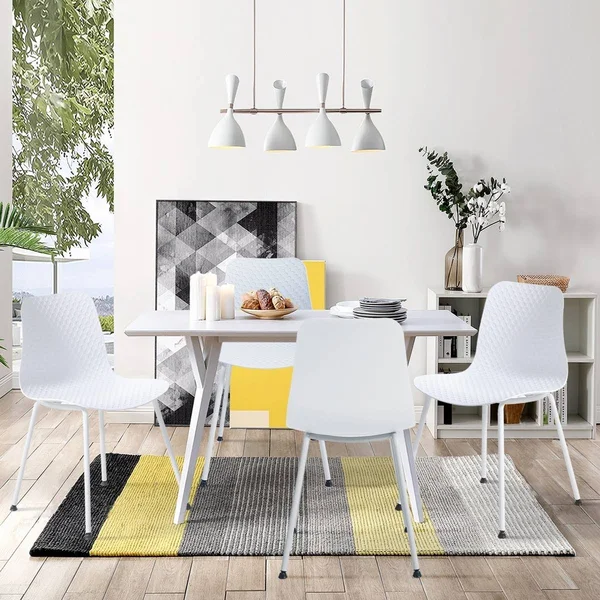 Set of 4 Dining Plastic Chair with Metal Legs sage-White