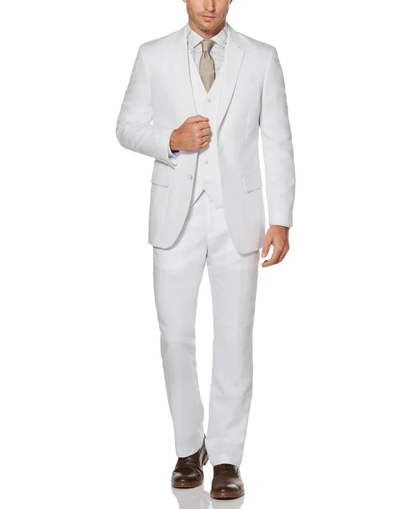 Perry Ellis Men's Linen Suit Jacket - Bright White Twill, Extra Small/36 Short