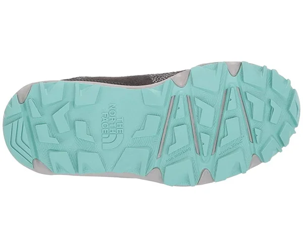 The North Face Juniors& Hedgehog Hiker II Waterproof Shoe - 1 - Blackened Pearl - Aqua Splash